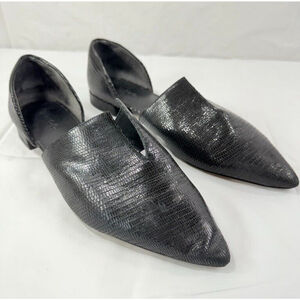 Vince Nina Pointed Toe D'Orsay Black Leather Flats Women's Size 8.5